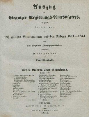 Ersten Bandes erste Abtheilung