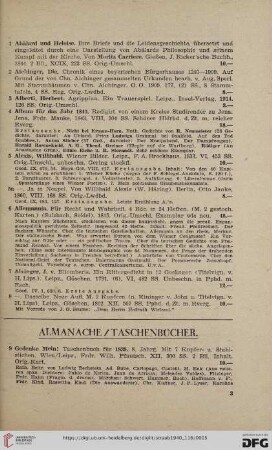 Almanache / Taschenbücher (Nr. 9-137)