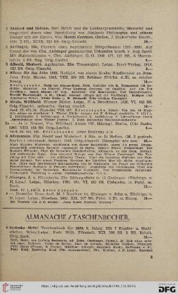 Almanache / Taschenbücher (Nr. 9-137)