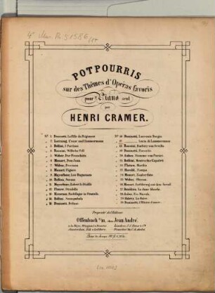 Potpourris sur des thèmes d'opéras favoris : pour piano seul. 17. Lucia di Lammermoor / Donizetti. - [circa 1850]. - Pl.Nr. 6834. - 15 S.