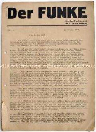 Illegales hektografiertes Mitteilungsblatt der KPD (O) zum 1. Mai unter den Begingungen der NS-Diktatur und zur Auseinandersetzung mit der Politik des ZK der KPD