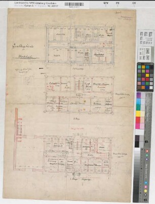 Medebach, Gerichtsgebäude, Kellergeschoss, I. Etage, II. Etage, Grundrisse