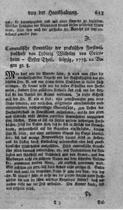 Cameralistische Grundsätze der praktischen Forstwissenschaft. T.1.