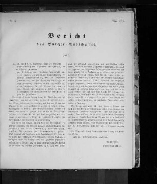 Nr. 3. Bericht des Bürger=Ausschusses. Mai 1871.