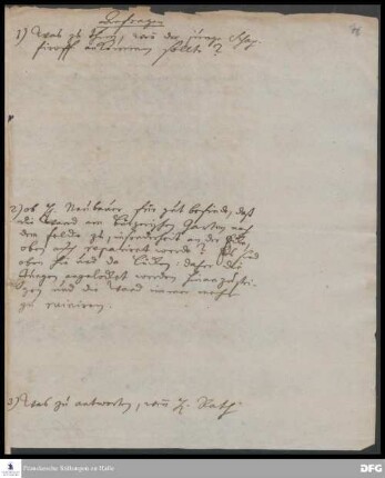 Notizen von Hieronymus Freyer.