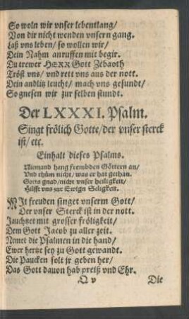 Der LXXXI. Psalm. - Der XC. Psalm.