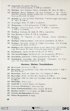 Marmor, Bücher, Verschiedenes (Nr. 588-603)