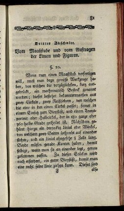 Dritter Abschnitt. Vom Maaßstabe und vom Auftragen der Linien und Figuren.