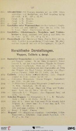 Heraldische Darstellungen. Wappen, Exlibris u. dergl. (Nr. 2660-2675)