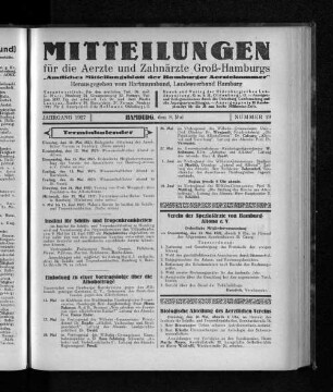 Jahrgang 1927, Hamburg, den 8. Mai, Nummer 19