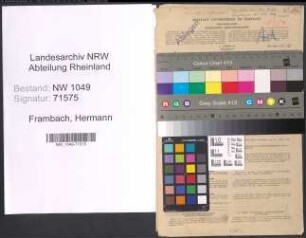 Entnazifizierung Hermann Frambach , geb. 15.08.1912 (Amtssekretaer)