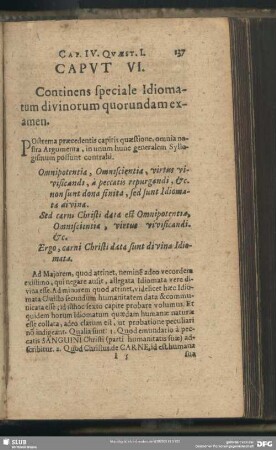 Caput VI. Continens speciale Idiomatum divinorum quorundam examen