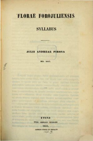 Florae forojuliensis syllabus