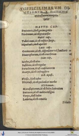 Difficiliarum Dictionum E Distichis extractarum interpretatio
