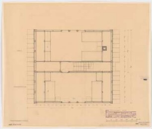 Wettbewerb »Das wachsende Haus« für die Ausstellung »Sonne, Luft und Haus für Alle« 1932 auf dem Messegelände, Berlin-Charlottenburg: Endgültiges Projekt, Grundriss OG 1:20