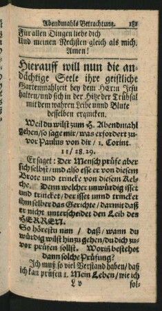 [VII.] Hierauff will nun die andächtige Seele ihre geistliche Gartenmahlzeit bey dem Herrn Jesu halten ...