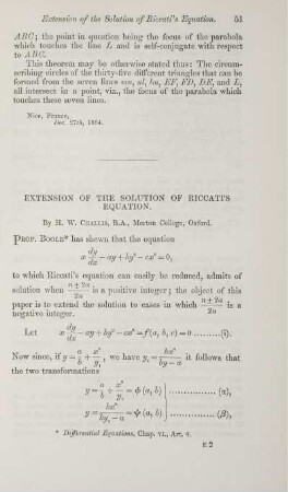 Extension of the solution of Riccati's equations.
