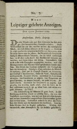 No. 7. Den 23ten Januar 1789.
