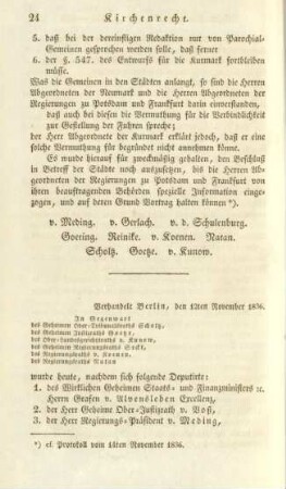Verhandelt Berlin, den 12ten November 1836.