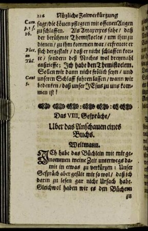 Das VIII. Gespräche/ Uber das Anschauen eines Buchs.