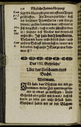 Das VIII. Gespräche/ Uber das Anschauen eines Buchs.