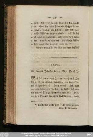 XXVII. An Rabbi Jehuda Levi, Ben Saul.