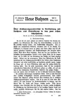 Über Anschauungsunterricht in Verbindung mit Zeichnen und Modellieren in den zwei ersten Schuljahren