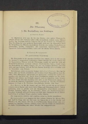 III. Die Pflanzung