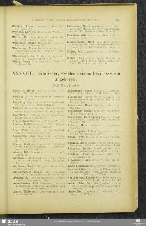 XXXXVIII. Mitglieder, welche keinem Bezirksverein angehören.
