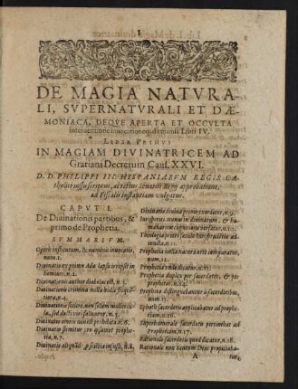 Caput I. De Divinationis partibus ...