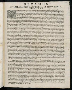 Decanus Et Collegium Fac. Theol. In Universit. Tubing. L. B. S.