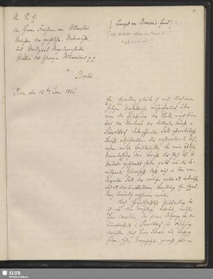 Bl. 11-12: Bunsen an Altenstein, Rom, 12.01.1826