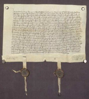 Konrad Heimbürge, Bürger zu (Tauber-) Bischofsheim, verkauft eine Wiese in Distelhauser Gemarkung an Johann Betselberg, Altaristen des St. Johannes-Altars zu Grünsfeld, um 33 Gulden.