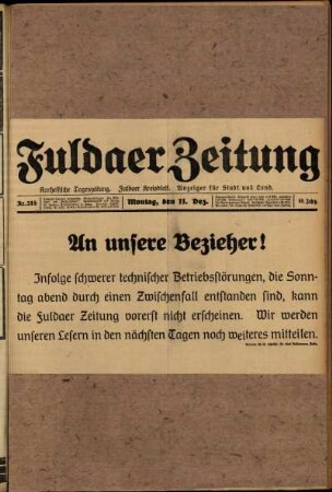 Ausgabe vom Montag, den 11. Dezember 1933.