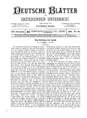 Das Studium der Lyrik : (Fortsetzung)