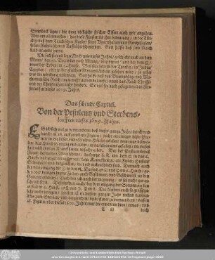 Das sibende Capitel. Von der Pestilentz und Sterbensleufften dieses 1609. Jahrs.