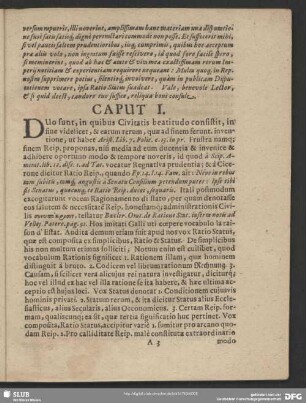 Caput I. Duo sund, in quibus Civitatis beatitudo consistit …