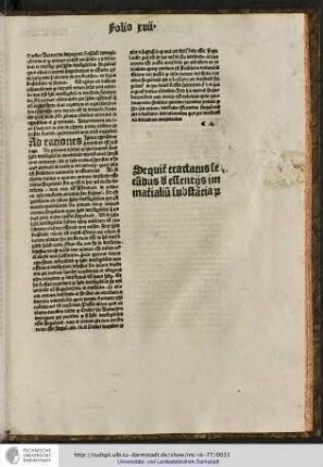 Sequitur tractatus secundus de essentiis immaterialium substantiarum.