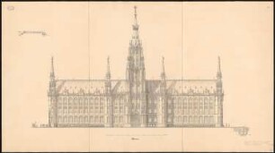 Preußisches Parlament, Berlin Schinkelwettbewerb 1869: Ansicht Vorderfassade