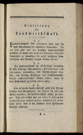 Einleitung zur Landwirthschaft.