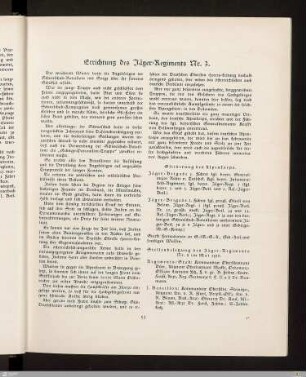 Errichtung des Jäger-Regiments Nr. 3