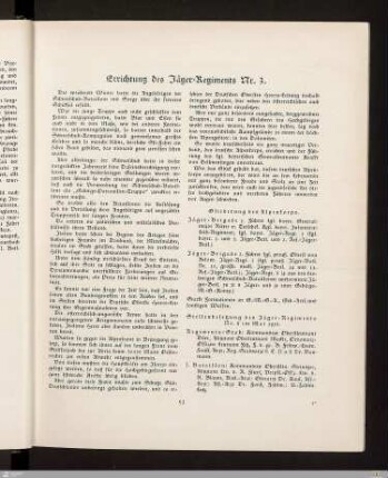 Errichtung des Jäger-Regiments Nr. 3