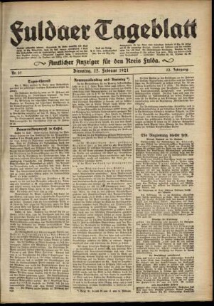 Ausgabe vom Dienstag, den 15. Februar 1921.