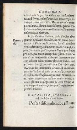Dispositio Evangelii in festo Adscensionis domini.