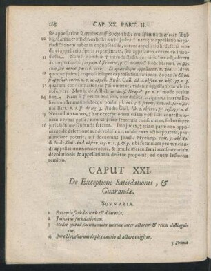 Caput XXI. De Exceptione Satisdationis, & Guarandae