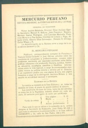 "Mercurio Peruano" - [Pie de imprenta]
