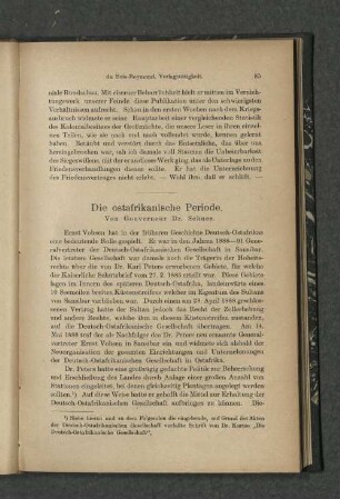 Die ostafrikanische Periode.
