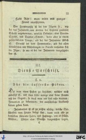 III. Dienst-Vorschrift.