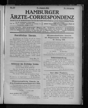 No. 33. 18. August 1918. 21. Jahrgang.