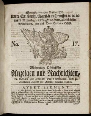 No. 17. Montags, den 23ten Aprilis 1770.